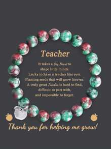 1PC Valentine's Day Gift Teacher, Christmas Gift For Teacher Women, Teacher Appreciation Gifts, Graduation Gifts For Teacher Natural Stone Apple Bracelet Gifts, Beads Bracelets For Teacher's Day, Mom, Mother, Mother's Day, Gift