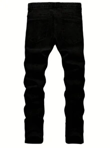 Pantalones vaqueros ajustados de moda con flecos y elásticos para hombres