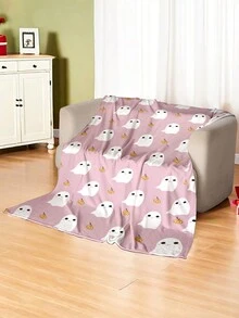 1 件可爱幽灵和南瓜灯图案柔软舒适法兰绒毯子、沙发盖毯，是送给家人和朋友的完美日常休息礼物 - 彩色 - 查看 5