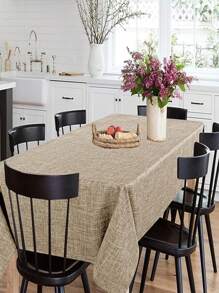 1 件防水仿亚麻桌布，竹纹理，经典款式抗皱柔软桌布，适用于餐厅、厨房、咖啡厅、餐厅、餐饮、婚礼、早午餐、户外露台和节日 - 摩卡棕 - 查看 6