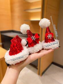 1pc Girls' Christmas Hair Accessory With Santa Hat Design, Suitable For New Year And Christmas Party