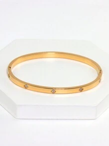 18K 镀金不锈钢可叠戴手链，带链条和三叶草设计，女士时尚款式，适合休闲、派对、节日、生日、婚礼、情人节礼物、妈妈、母亲、母亲节、礼物 - 金色 - 查看 12