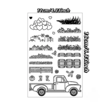 1 件圣诞卡车和圣诞树透明硅胶印章适用于剪贴簿、相册、日记、纸工艺装饰 - 無色 - 查看 2