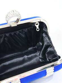 Handmade Party Clutch Bag, U-Shaped Rhinestone Decor, Suitable For Evening Gown, Wedding Bride - Royal Blue - View 5