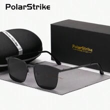 PolarStrike 1 件男女通用时尚全框眼镜，非常适合户外活动，方形框架设计时尚眼镜 - 黑色 - 查看 8