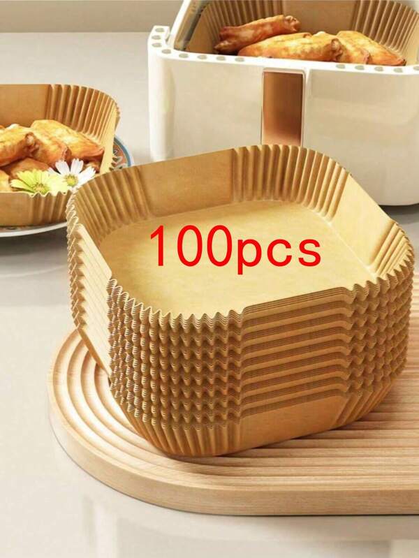 100pcs Disposable Air Fryer, Paper Air Fryer Liner, Paper Basket Bowl, Baking Pan, Oven Accessories, Baking Tools, Kitchen Gadgets, Kitchen Accessories