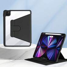 带铅笔槽的亚克力高透明度保护壳，适用于 Ipad 10/Air 4567/Mini 6/10.9 英寸/11 英寸/12.9 英寸/13 英寸 Apple 平板电脑，防震 - 紫色 - 查看 2