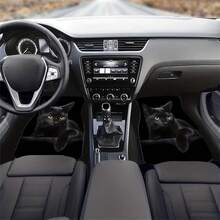 迷人黑猫印花汽车脚垫 - 4 件套，防水防滑，易于清洁，提供终极内饰保护 - 4pcs - 查看 4