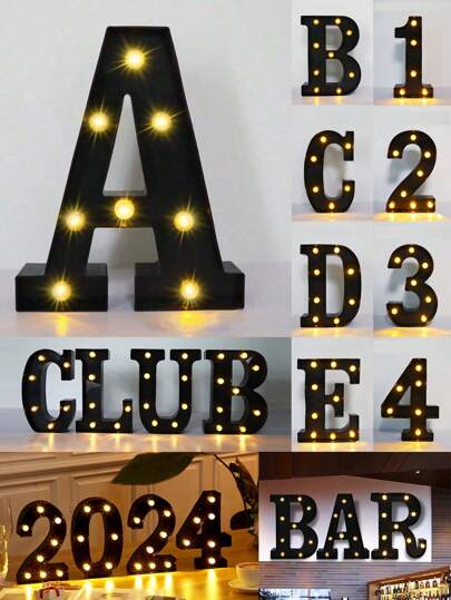 8.58IN Luminescent LED Letters/Numbers Etc Black/White/Pink Letter Logo LED Logo 26 Letter Letters Letters Night Light Logo Digital Light Logo Night Light Home Bar Christmas Lights Birthday Party Wedding Decoration, 0-9 Number Pink Glowing Letters, Battery Powered Flashing Letters, With Lights, Suitable For Party, Proposal, Anniversary, Wedding, Valentine's Day, Anniversary, Dining Table, Wall Ambiance Light Decoration