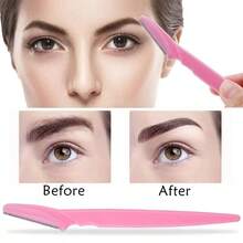 4pcs/Set Eyebrow Trimmer Razor Blade, Portable Face Shaver, Eyebrow & Facial Hair Removal Tool, Safety Razor For Women, Cosmetic - Pink - View 3