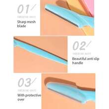 4pcs/Set Eyebrow Trimmer Razor Blade, Portable Face Shaver, Eyebrow & Facial Hair Removal Tool, Safety Razor For Women, Cosmetic - Pink - View 8