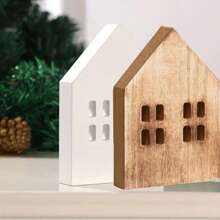 1 件复古木制房屋装饰、家居桌面装饰、木制房屋装饰品、圣诞房屋、圣诞装饰最佳礼物 - 多色 - 查看 8