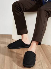 男士大码家居拖鞋冬季保暖柔软平底鞋记忆泡沫舒适休闲拖鞋 - 藍色 - 查看 5