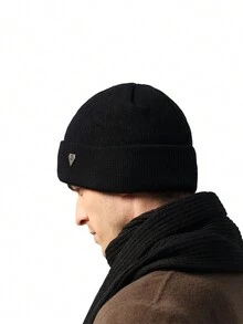 1 Mũ Nam Mùa Thu Đông Mới Mũ Len Ấm Áp Chu Vi Đầu Lớn Mũ Dệt Kim Có Khăn Trùm Đầu Bằng Nhung Mũ Lạnh Cho Nam - Mũ + khăn quàng cổ logo chữ S hình tam giác - Xem 4