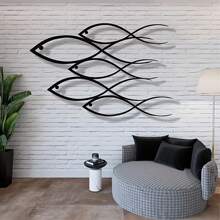 1 件金属鱼群壁画 - 航海海岸装饰，金属壁挂乔迁礼物，家居装饰，房间装饰，墙壁装饰 - 黑色 - 查看 2