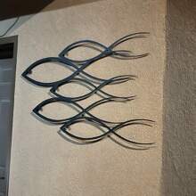 1 件金属鱼群壁画 - 航海海岸装饰，金属壁挂乔迁礼物，家居装饰，房间装饰，墙壁装饰 - 黑色 - 查看 5