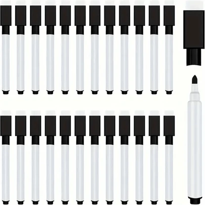 10pcs Washable Whiteboard Marker Pens With Rubber Caps, Non-Permanent Marker For Board, Classroom, Office, Home (Black), Toys For Kids, Pen, Marker Pens, Pens Bulk, Rubber Stationery,Dot Marker,Back To School