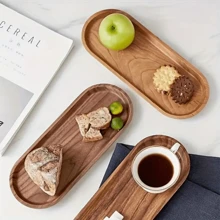1/2/3 piezas Bandeja de madera de acacia, bandeja para desayuno, bandeja para comedor/cocina, bandeja para frutas, bandeja para café, bandeja para té, bandeja para aperitivos, pieza decorativa para la sala de estar, adecuada para hoteles, restaurantes, hogares, fiestas, Acción de Gracias, Navidad, Año Nuevo, bandeja multiusos para exteriores