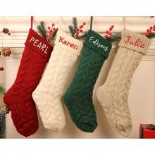 1 Pc Embroidered Christmas Stocking Custom Christmas Knitted Stocking Personalized Family Christmas Stocking Monogram Stocking,Holiday Decor Gift