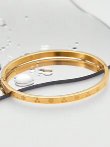 1 件欧美极简主义 INS 雪花图案女士可调节细手镯，适合节日、派对、日常佩戴、圣诞礼物 - 彩色 - 查看 1