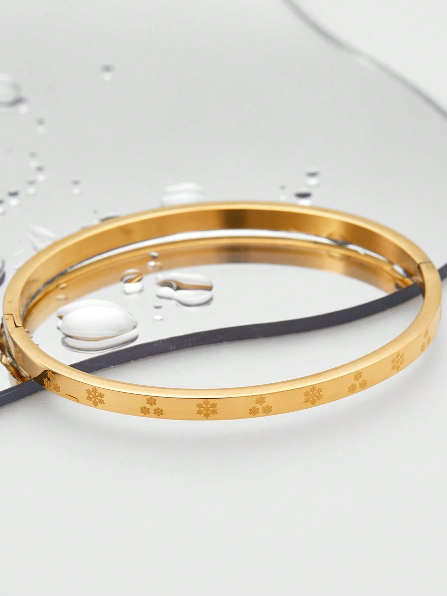 1 件欧美极简主义 INS 雪花图案女士可调节细手镯，适合节日、派对、日常佩戴、圣诞礼物 - 彩色 - 查看 1