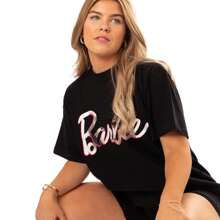 Camiseta oversize para mujer/señora (negro/rosa) - Negro - Ver 5