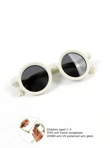1pc 1-3 Years Old Baby Retro Round Frame Fashion Glasses, Fashionable Toddler Boys/Girls Impact-Resistant TPEE Comfortable Frame TAC Lenses - Polarized Round Frame Sunglasses - View 12