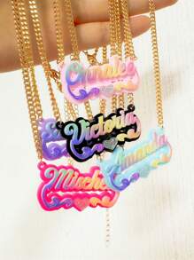 Collar con nombre personalizado de acrílico, joyería con placa con nombre personalizado, collar con nombre para niños, collar personalizado, placa con nombre de acrílico colorido, regalo para mamá