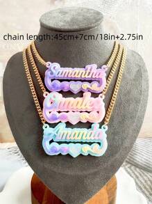 Collar con nombre personalizado de acrílico, joyería con placa con nombre personalizado, collar con nombre para niños, collar personalizado, placa con nombre de acrílico colorido, regalo para mamá