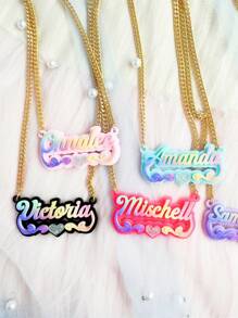 Collar con nombre personalizado de acrílico, joyería con placa con nombre personalizado, collar con nombre para niños, collar personalizado, placa con nombre de acrílico colorido, regalo para mamá