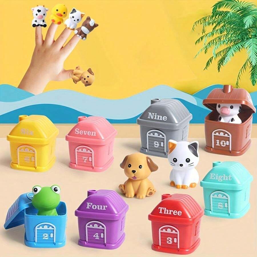 1 Set Animal Classification And Stacking Toy Set, 10pcs Farm Animal