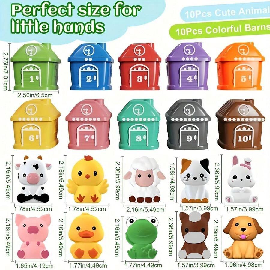 1 Set Animal Classification And Stacking Toy Set, 10pcs Farm Animal