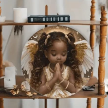 迷人天使青少年 8x8 英寸木制墙壁艺术 - 适合家庭、办公室和派对装饰的复古木制标志 | 节日和场合的完美礼物（随机款式） - 彩色 - 查看 4