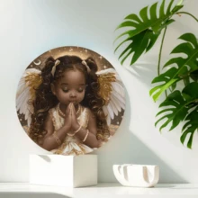 迷人天使青少年 8x8 英寸木制墙壁艺术 - 适合家庭、办公室和派对装饰的复古木制标志 | 节日和场合的完美礼物（随机款式） - 彩色 - 查看 6