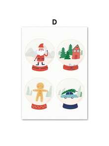 1 件圣诞树礼物圣诞老人幼儿园节日海报印刷品节日帆布画墙壁艺术图片儿童房家居装饰无框架 - 彩色 - 查看 22