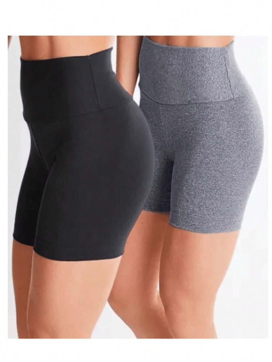 Kit 2 Women's Basic Mid-Thigh Shorts FITNESS Physical Activity FAST SHIPPING - Nhiều màu - Xem 1
