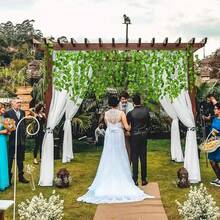 12 件人造常春藤花环藤蔓用于家居装饰 - 栩栩如生的假常春藤叶适用于墙壁、卧室和庭院装饰 - 非常适合露台、草坪和节日装饰 - 12條葡萄葉藤條 - 查看 4