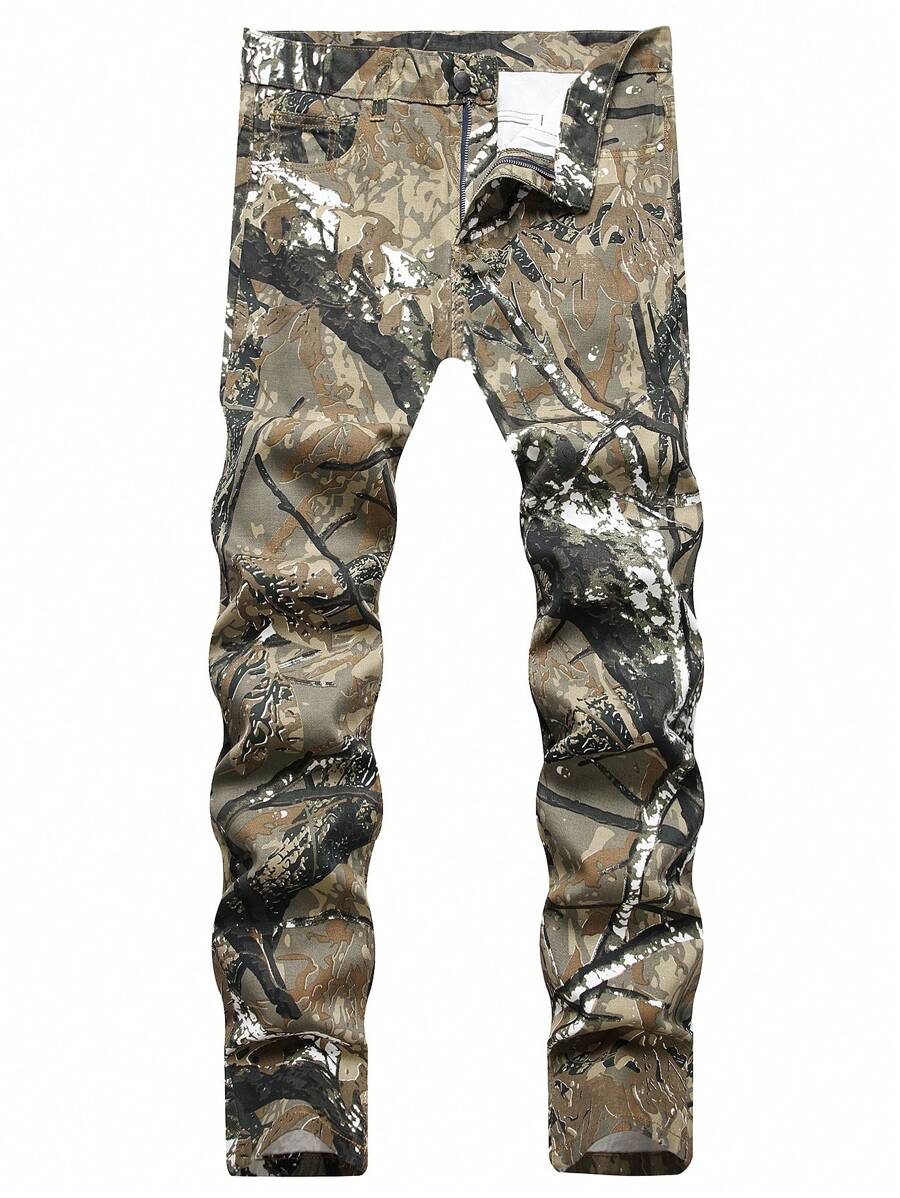 European & American Style Men Slim Fit Straight Leg Jeans - Multicolor - View 1