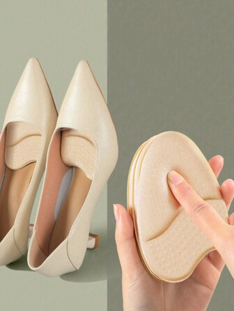 QKC 1 Pair/2 Pairs Apricot Anti-Slip Forefoot Protector Cushion Pads, Suitable For High Heels, Sandals, Women Heels, Black Pumps