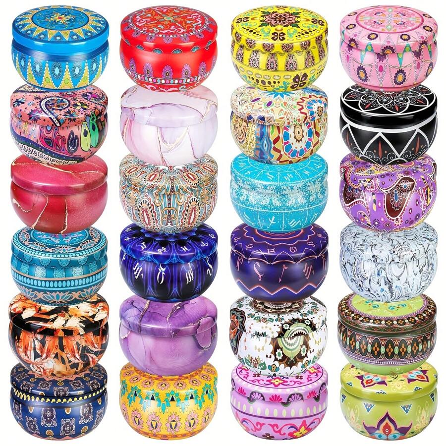 10 Peças de Latas de Vela Impressas com Floral Premium - Recipientes Redondos DIY com Tampas Seguras para Velas Criativas, Artes e Artesanato e Armazenamento Versátil - Uma Adição Estética Perfeita para Suas Necessidades Domésticas e de Presentes