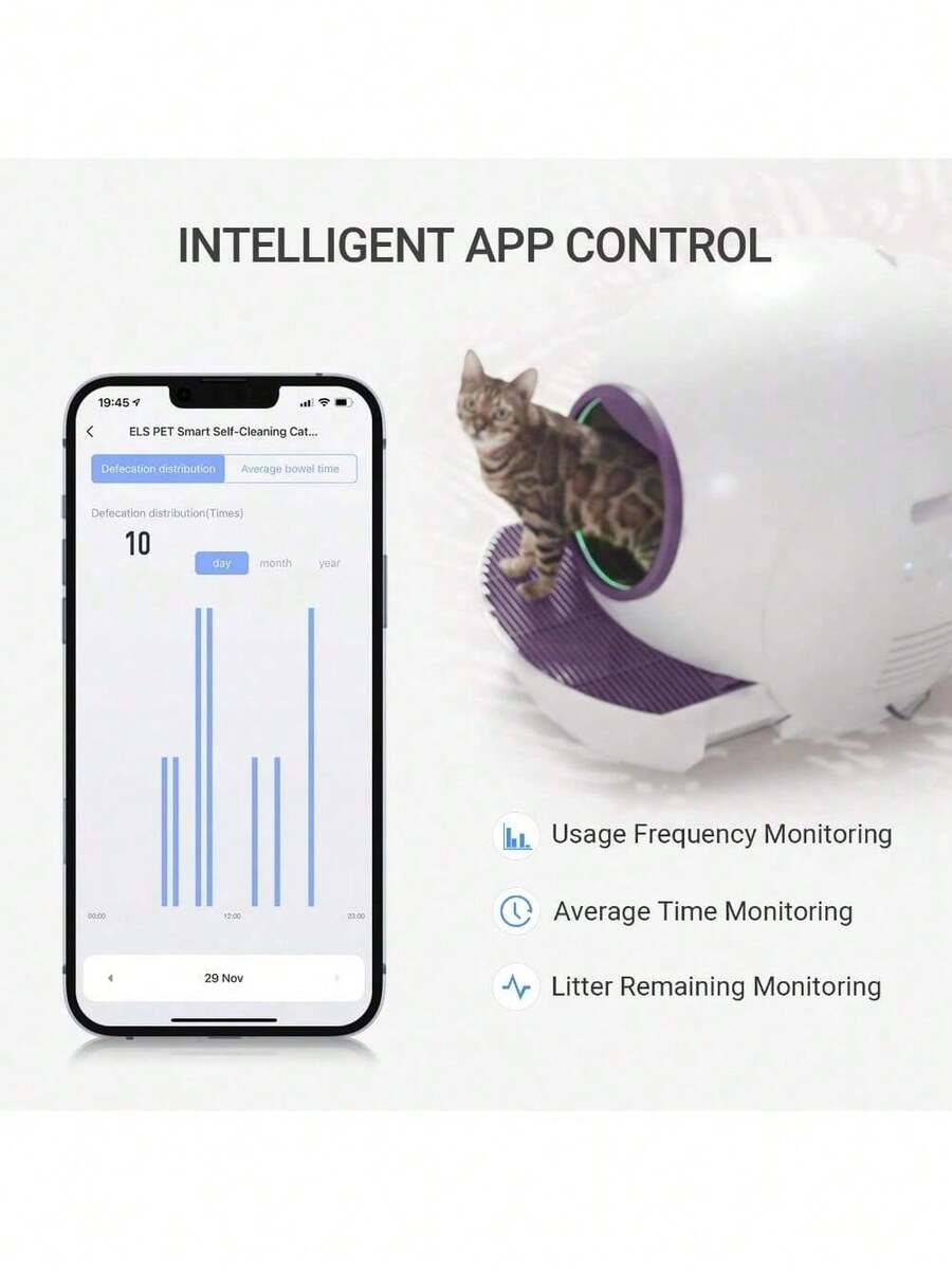 PET Self Cleaning Cat Litter Box Automatic For Multiple Cats, APP