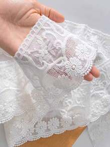 1Meter Premium Embroidered Lace Trim, 10cm Width, Thickened For DIY Clothing Decor, Suitable For Skirt Hems, Autumn/Winter