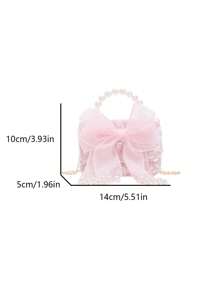 1pc Girls Polyester Cartoon Bow Pattern Crossbody Bag, Cute Design For Outdoor Use