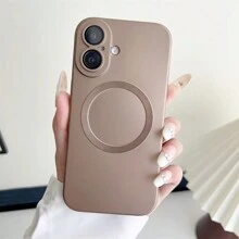 Hadaasi 1pc Desert Gold Magnetic Matte Luxury Ultra-Thin Soft Silicone Frosted Skin Feel Comfortable Shock-Resistant Metallic Luster With Camera Lens Protector TPU & Compatible Phone Case Compatible With Apple 17 Pro/17 Pro Max/17 Air/17/16 Pro/16 Pro Max/16 Plus/16/16E/15 Pro/15 Pro Max/15 Plus/15/14 Pro/14 Pro Max/14 Plus/14/13 Pro/13 Pro Max/13/12 Pro/12 Pro Max/12/11 Pro Max/11/11 Pro, Unisex - Titanium - View 3