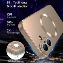 Hadaasi 1pc Desert Gold Magnetic Matte Luxury Ultra-Thin Soft Silicone Frosted Skin Feel Comfortable Shock-Resistant Metallic Luster With Camera Lens Protector TPU & Compatible Phone Case Compatible With Apple 17 Pro/17 Pro Max/17 Air/17/16 Pro/16 Pro Max/16 Plus/16/16E/15 Pro/15 Pro Max/15 Plus/15/14 Pro/14 Pro Max/14 Plus/14/13 Pro/13 Pro Max/13/12 Pro/12 Pro Max/12/11 Pro Max/11/11 Pro, Unisex - Titanium - View 8