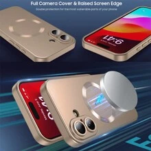 Hadaasi 1pc Desert Gold Magnetic Matte Luxury Ultra-Thin Soft Silicone Frosted Skin Feel Comfortable Shock-Resistant Metallic Luster With Camera Lens Protector TPU & Compatible Phone Case Compatible With Apple 17 Pro/17 Pro Max/17 Air/17/16 Pro/16 Pro Max/16 Plus/16/16E/15 Pro/15 Pro Max/15 Plus/15/14 Pro/14 Pro Max/14 Plus/14/13 Pro/13 Pro Max/13/12 Pro/12 Pro Max/12/11 Pro Max/11/11 Pro, Unisex - Titanium - View 7