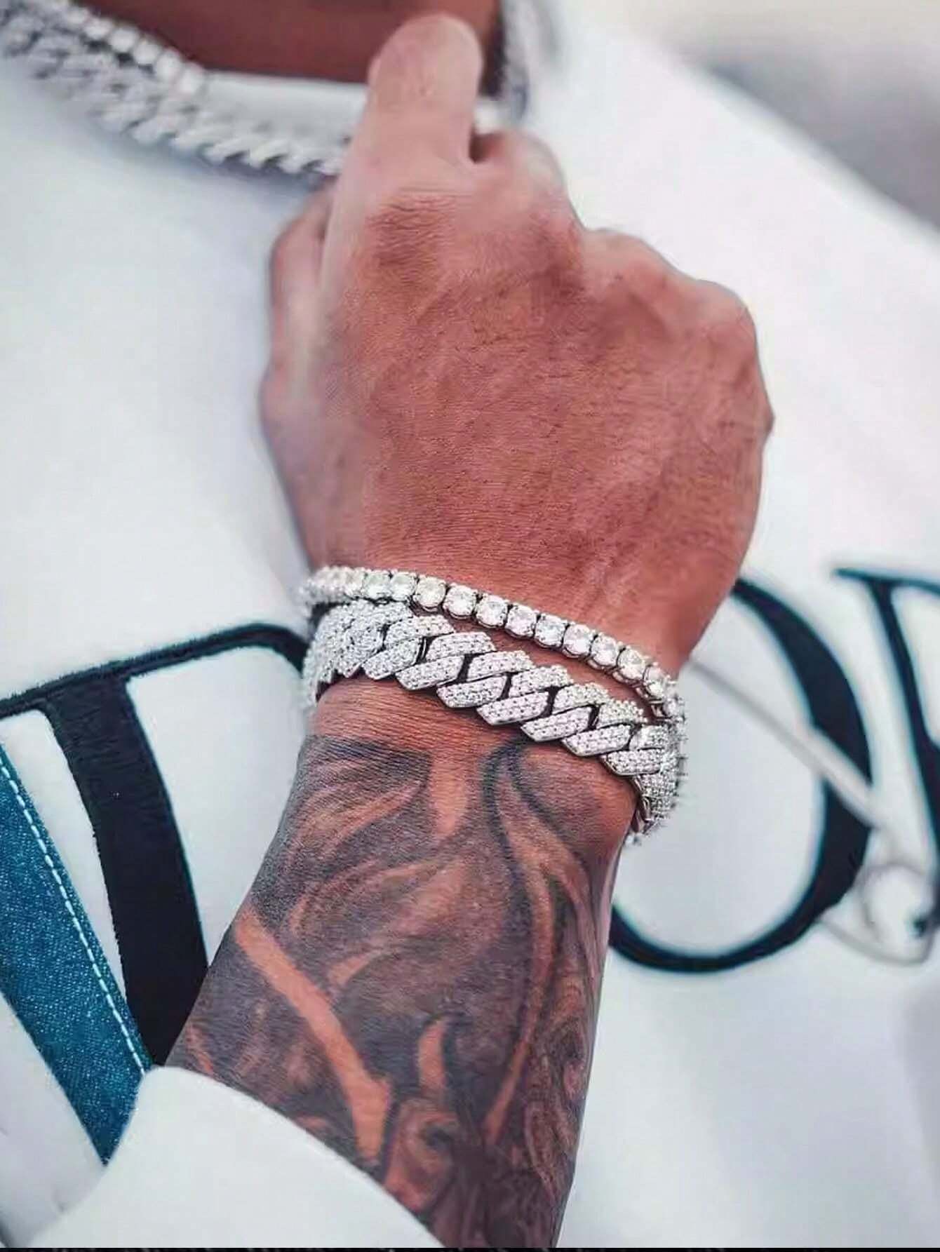 4mm Cubic Zirconia Tennis Charm Bracelet, Gold/Silver Color Tennis