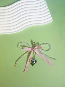 1 pieza Cuerda a dos tonos con perla blanca, temperamento elegante, dulce, de moda, exquisita e interesante, corazón de melocotón, corazón, corazón, corazón, mochila, bolso de hombro, bolso de hombro diagonal, bolso de mano, bolso de mano, colgante, llavero de coche, colgante de bicicleta, colgante de auriculares, colgante de bolsa de almacenamiento, colgante, adecuado para parejas, estudiantes, estudiantes escolares, niñas, trabajo, transporte, citas diarias, vacaciones, viajes y viajes de negocios, adecuado para niños, vacaciones, novias, madres, regalos pequeños, regalos de cumpleaños