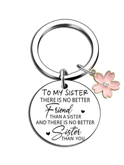 Syster nyckelring, present till kvinnlig vän, födelsedagspresent till kvinnor vänskap, vänskapspresent till henne, julklapp, rostfritt stål, casual, söt, elegant biltillbehör väska berlock skola goth y2k