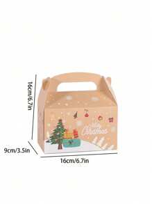 4 件/包派对礼品盒，手持纸盒，适用于圣诞节礼物、万圣节、万圣节装饰 - 駝色 - 查看 2